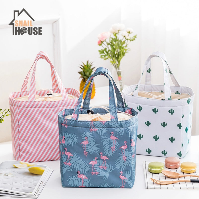 SnailHouse New Fresh Insulated Lunch Boxes Cold Portable Convenient Lunch Bag Outdoor Picnic Thermal Oxford Waterproof Beam Bags