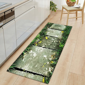 Long Kitchen Mat Flannel Floor Mat Carpet Bamboo grass Home Doormat Morden Rug Bedroom Living Room Bath Floor Mats Tatami Tapete