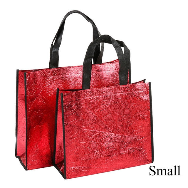 Fashion Laser Shopping Bag Foldable Eco Bag Large Reusable Shopping Bag Tote Waterproof Fabric Non-woven Bag No Zipper Hot Sale