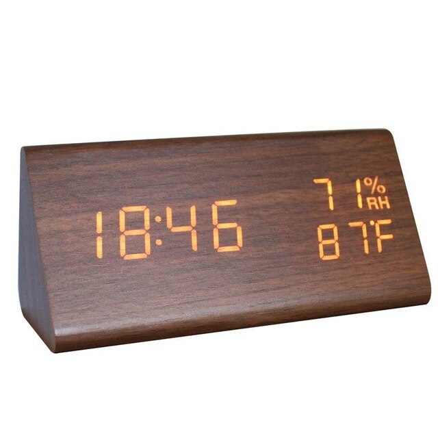 LED Wooden Alarm Clock Despertador Temperature Humidity Electronic Desktop Digital Table Clocks Bedroom Alarm Clock Home Decor