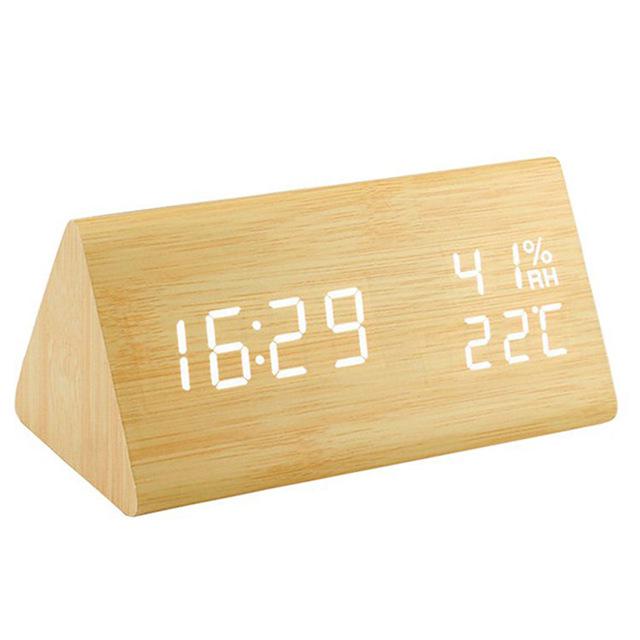 LED Wooden Alarm Clock Despertador Temperature Humidity Electronic Desktop Digital Table Clocks Bedroom Alarm Clock Home Decor