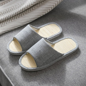 Home Bamboo Slippers For Women Summer Indoor Couple Beach Slippers Comfortable Women/Men Unisex House Shoes Cotton and Linen