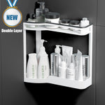 Punch-free Bathroom Shelf Shampoo Cosmetic Storage Rack Wall Mounted Kitchen Plastic Organizer Holder Home Bathroom Accessories