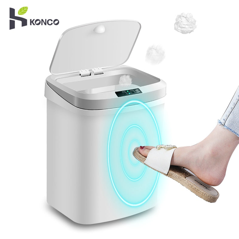 Konco Induction Trash Can sensor Home intelligent Waste Bins Automatic Electric Trash Can garbage trash bin for Kitchen Bathroom