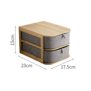 Wooden Storage Box Cosmetic Organizer Bamboo Cloth Office Desktop Storage Casket Makeup Storage Container Home Sundry Organiser