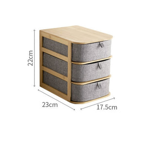 Wooden Storage Box Cosmetic Organizer Bamboo Cloth Office Desktop Storage Casket Makeup Storage Container Home Sundry Organiser