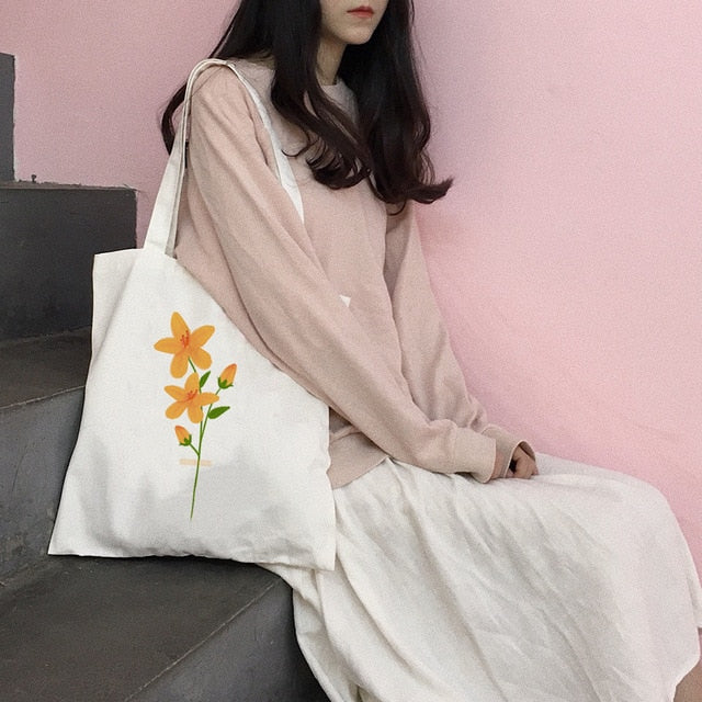 Women Canvas Shopping Bag Female Canvas Cloth Shoulder Bag Eco Handbag Tote Reusable Grocery Shopper Bags Students Book Bag