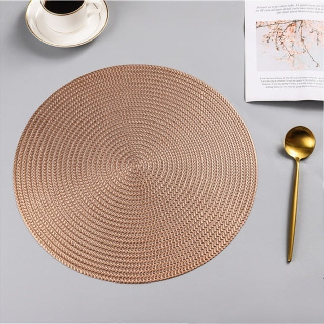 38CM Round PVC Placemat Kitchen Dining Table Mats Steak Pad Anti-scalding Insulation Pads INS Nordic Hotel Restaurant Home Decor