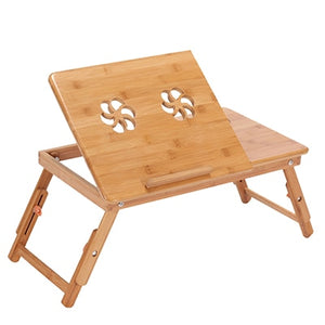 Actionclub Nature Bamboo Laptop Table Simple Computer Desk With Fan For Bed Sofa Folding Adjustable Laptop Desk On The Bed