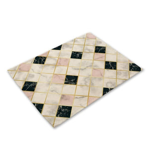 Pink Geometric Marble Printed Cotton Linen Kitchen Placemat Dining Table Mat Coaster Pads Cup Mats 42*32cm Home Decor MG0028