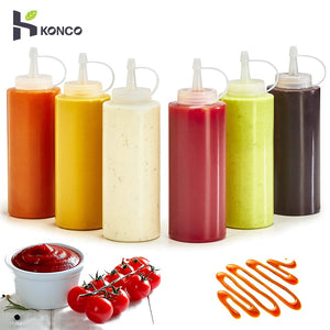 KONCO Squeeze Squirt Condiment Bottles with Twist On Cap Lids  Ketchup Mustard Mayo Hot Sauces Olive Oil Bottles Kitchen Gadget