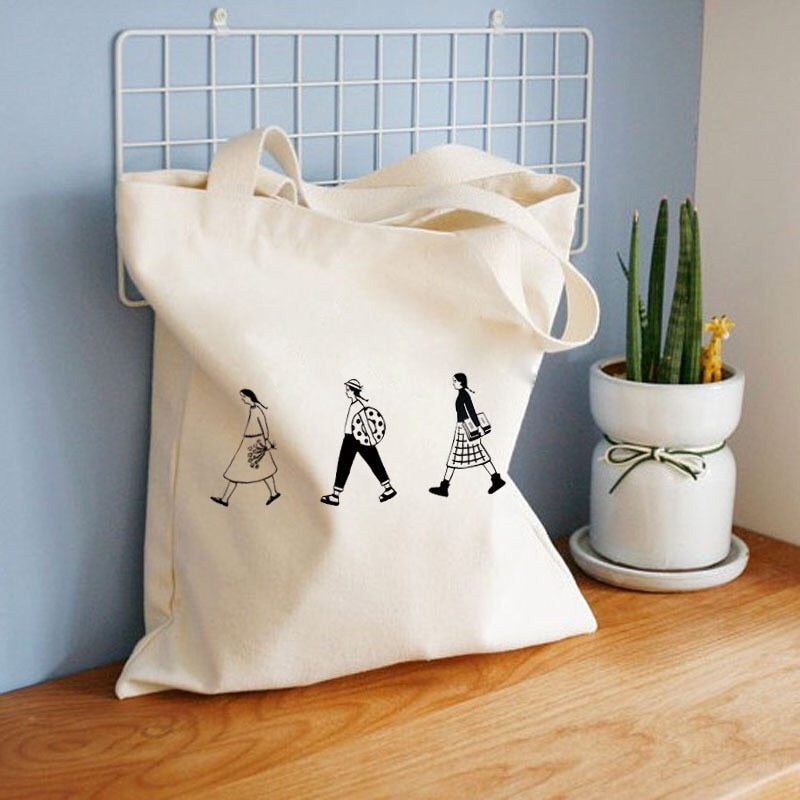 Ladies Handbags Canvas Tote Bag Cotton Cloth Shoulder Shopper Bags for Women 2020 Eco Foldable Reusable Shopping Bags Grocery