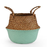 Seagrass Folding Handmade Storage Basket Decorative Rattan Plant Flower Pot Woven Wicker Belly Laundry Basket Home Decor