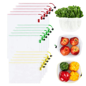 15 Pack Reusable Mesh Produce Bags Washable Eco Friendly Lightweight Bags for Grocery Shopping Storage Fruit Vegetable Net Bag