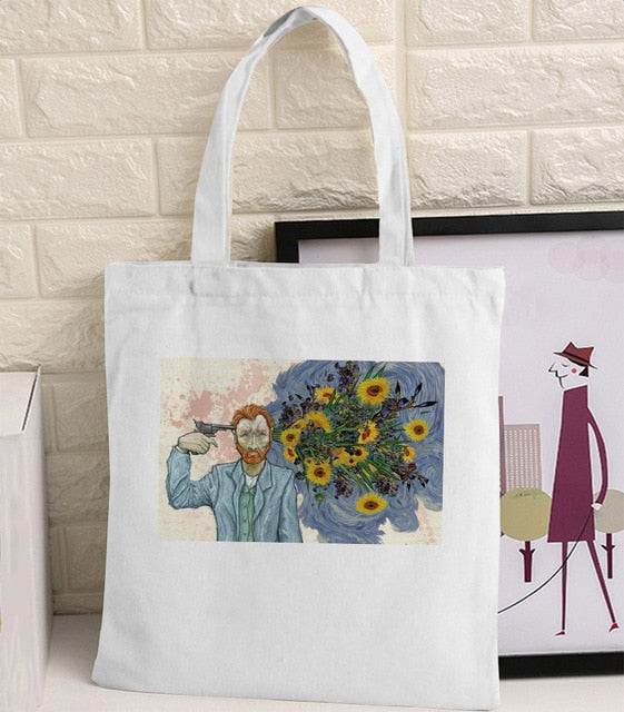 Van Gogh Shopping Bag Graphic Tote Harajuku Shopper Bag Women Canvas Shoulder Bag Female Ulzzang Funny Eco Large-capacity