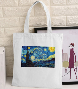 Van Gogh Shopping Bag Graphic Tote Harajuku Shopper Bag Women Canvas Shoulder Bag Female Ulzzang Funny Eco Large-capacity