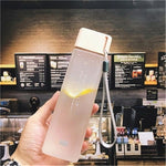 New Square Frosted Plastic Water Bottle Portable Transparent Bottle Fruit Juice Leak-proof Outdoor Sport Travel Camping Bottle