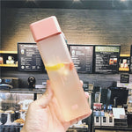 New Square Frosted Plastic Water Bottle Portable Transparent Bottle Fruit Juice Leak-proof Outdoor Sport Travel Camping Bottle