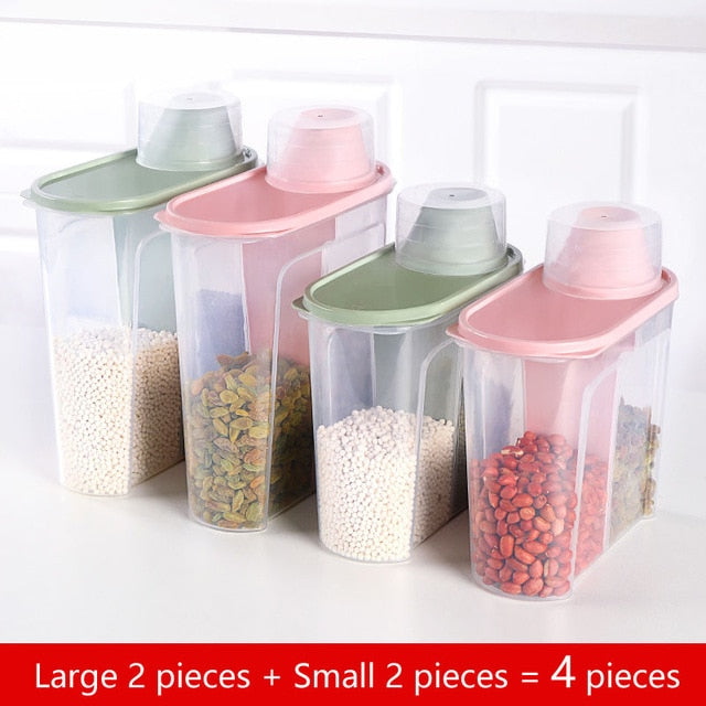 PP Food Storage Box Plastic Clear Container Set with Pour Lids Kitchen Storage Bottles Jars Dried Grains Tank 1.9L-2.5L H1211