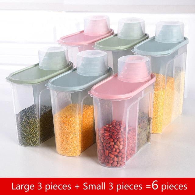 PP Food Storage Box Plastic Clear Container Set with Pour Lids Kitchen Storage Bottles Jars Dried Grains Tank 1.9L-2.5L H1211