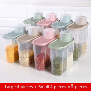 PP Food Storage Box Plastic Clear Container Set with Pour Lids Kitchen Storage Bottles Jars Dried Grains Tank 1.9L-2.5L H1211