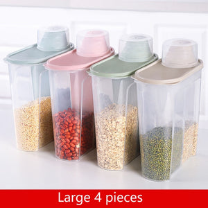 PP Food Storage Box Plastic Clear Container Set with Pour Lids Kitchen Storage Bottles Jars Dried Grains Tank 1.9L-2.5L H1211