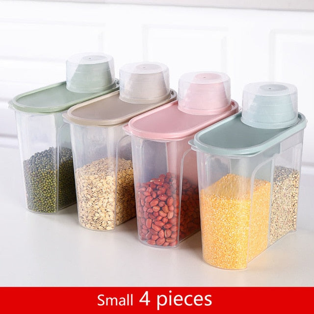 PP Food Storage Box Plastic Clear Container Set with Pour Lids Kitchen Storage Bottles Jars Dried Grains Tank 1.9L-2.5L H1211