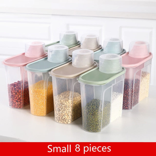 PP Food Storage Box Plastic Clear Container Set with Pour Lids Kitchen Storage Bottles Jars Dried Grains Tank 1.9L-2.5L H1211