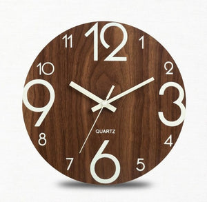 Wooden Wall Clock Luminous Number Hanging Clocks Quiet Dark Glowing Wall Clocks Modern Watches Home Decor Modern Christmas Gift