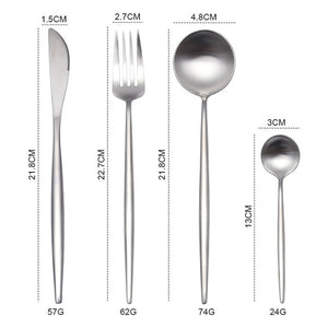 White Gold Cutlery Set Western 18/10 Stainless Steel Tableware Home Spoon Fork Knife Chopsticks Kit Dinnerware Sets tableware