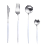 White Gold Cutlery Set Western 18/10 Stainless Steel Tableware Home Spoon Fork Knife Chopsticks Kit Dinnerware Sets tableware