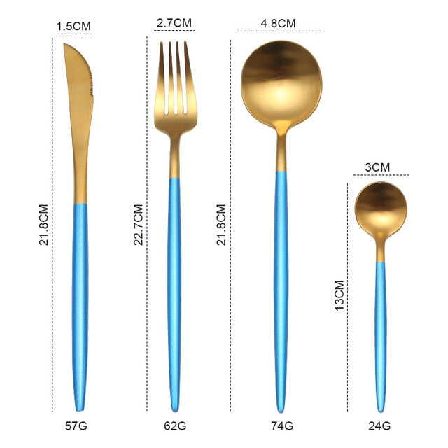 White Gold Cutlery Set Western 18/10 Stainless Steel Tableware Home Spoon Fork Knife Chopsticks Kit Dinnerware Sets tableware