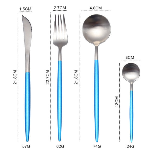 White Gold Cutlery Set Western 18/10 Stainless Steel Tableware Home Spoon Fork Knife Chopsticks Kit Dinnerware Sets tableware