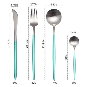 White Gold Cutlery Set Western 18/10 Stainless Steel Tableware Home Spoon Fork Knife Chopsticks Kit Dinnerware Sets tableware