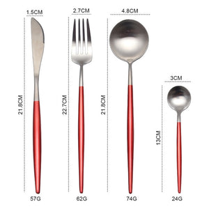 White Gold Cutlery Set Western 18/10 Stainless Steel Tableware Home Spoon Fork Knife Chopsticks Kit Dinnerware Sets tableware