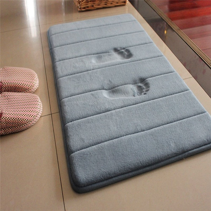 1PC 40x60cm Home Bath Mat Non-slip Bathroom Carpet Soft Coral Fleece Memory Foam Rug Mat kitchen Toilet Floor Decor