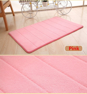 1PC 40x60cm Home Bath Mat Non-slip Bathroom Carpet Soft Coral Fleece Memory Foam Rug Mat kitchen Toilet Floor Decor