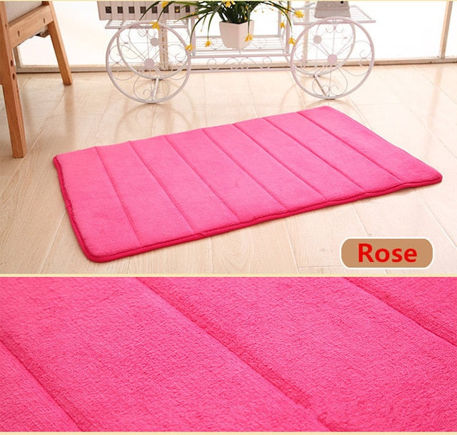 1PC 40x60cm Home Bath Mat Non-slip Bathroom Carpet Soft Coral Fleece Memory Foam Rug Mat kitchen Toilet Floor Decor