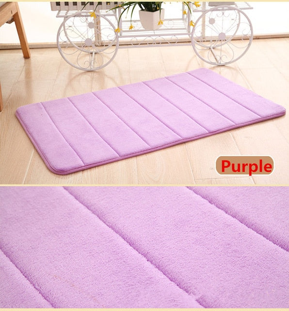 1PC 40x60cm Home Bath Mat Non-slip Bathroom Carpet Soft Coral Fleece Memory Foam Rug Mat kitchen Toilet Floor Decor