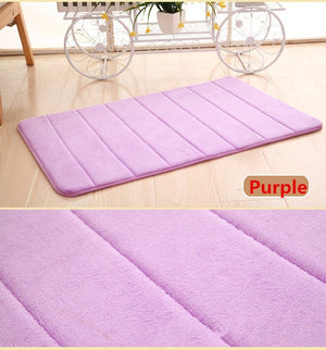 1PC 40x60cm Home Bath Mat Non-slip Bathroom Carpet Soft Coral Fleece Memory Foam Rug Mat kitchen Toilet Floor Decor