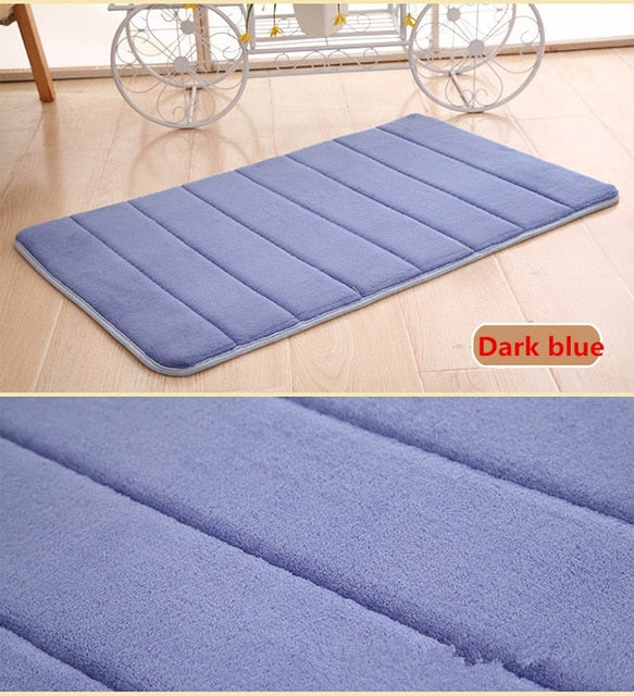 1PC 40x60cm Home Bath Mat Non-slip Bathroom Carpet Soft Coral Fleece Memory Foam Rug Mat kitchen Toilet Floor Decor