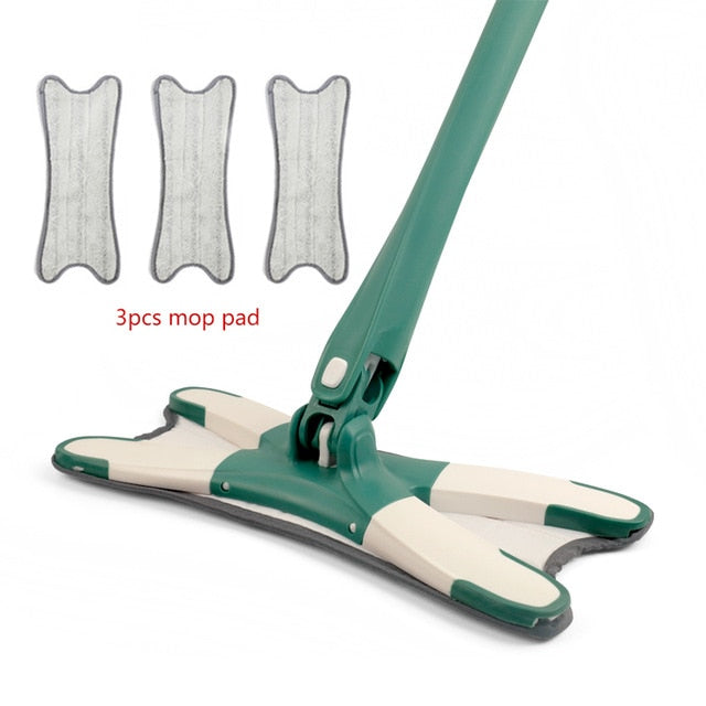 X-type Floor Mop with 3pcs Reusable Microfiber Pads 360 Degree Flat Mop for Home Replace Hand-free Wash Household Cleaning Tools