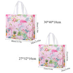 Women Eco Shopping Bag Pouch Travel Flamingo Printing Non-woven Fabric Folding Bag Reusable Large Grocery Bags Storage Bags