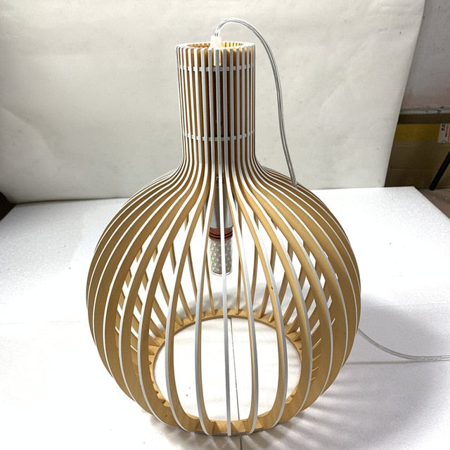 Modern Black Wood Birdcage E27 bulb Pendant light norbic home deco bamboo weaving wooden Pendant lamp