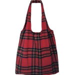 Winter Warm Tartan Check Wool Eco Shopping Tote Shoulder Bag Blue Green MOYU99