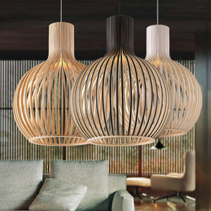 Modern Black Wood Birdcage E27 bulb Pendant light norbic home deco bamboo weaving wooden Pendant lamp